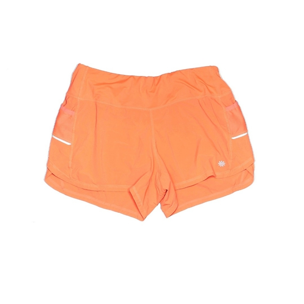 ATHLETA Ready Set Shorts Orange Athletic Training Running ** Medium ** EUC !!